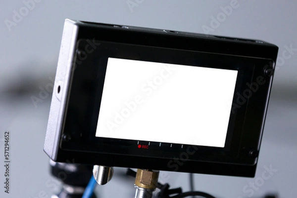 Obraz Close up of Video monitor at movie set with white blank monitor to put your photo