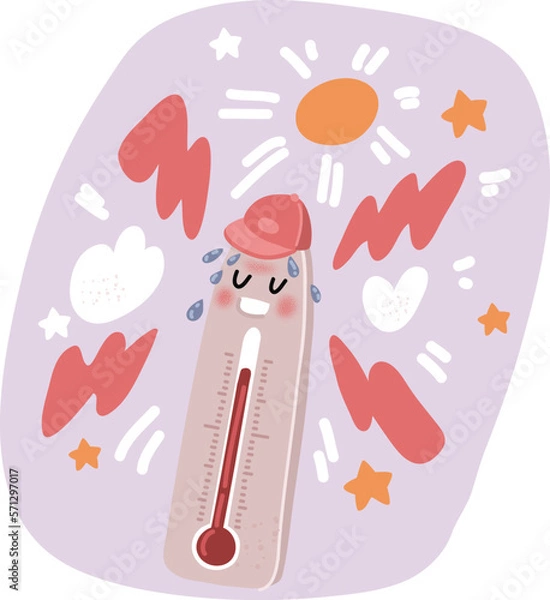 Obraz Cartoon vector illustration. Thermometers measuring heat and cold.