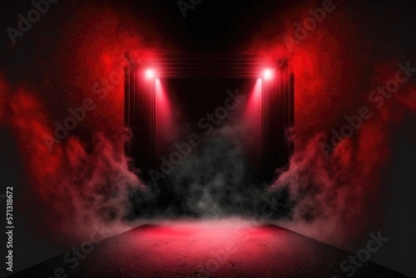 Fototapeta stage opening background with light effects and smoke