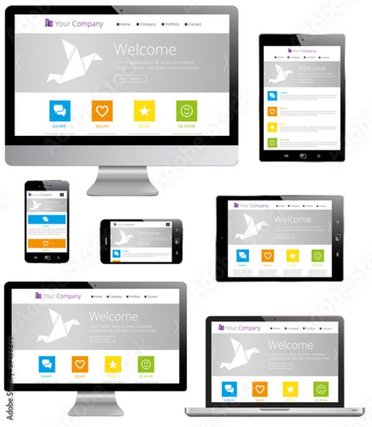 Obraz Responsive Design - Computer, Laptop, Tablet, Smartphone