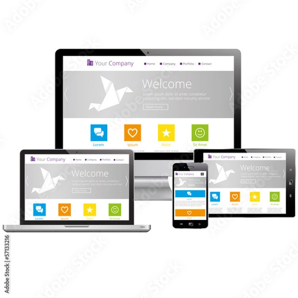Obraz Responsive Design - Computer, Laptop, Tablet, Smartphone