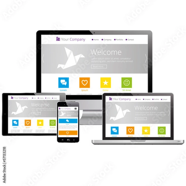 Fototapeta Responsive Design - Computer, Laptop, Tablet, Smartphone
