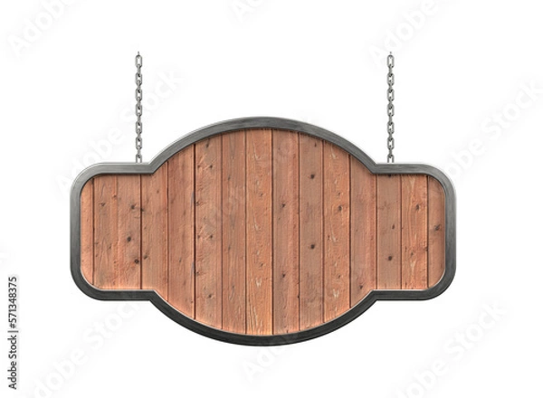Obraz Wooden board with metal border and chain