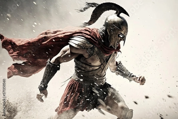 Fototapeta spartan movie scene action sequence made by generative ai