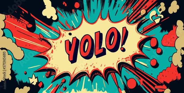 Fototapeta Colorful retro comics explosion dialogue bubble. Editable text effect template. Super hero vintage comic style vector