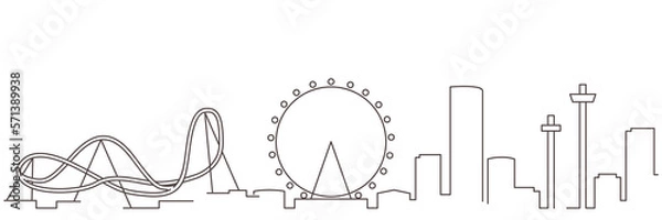 Fototapeta Orlando Dark Line Simple Minimalist Skyline With White Background
