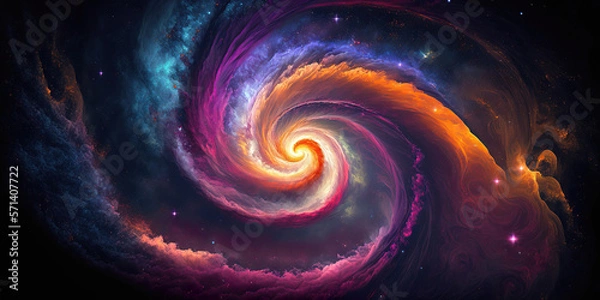 Fototapeta colorful spiral galaxy background, generative ai