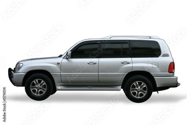 Fototapeta The machine toyota-landcruiser grey color on a white background