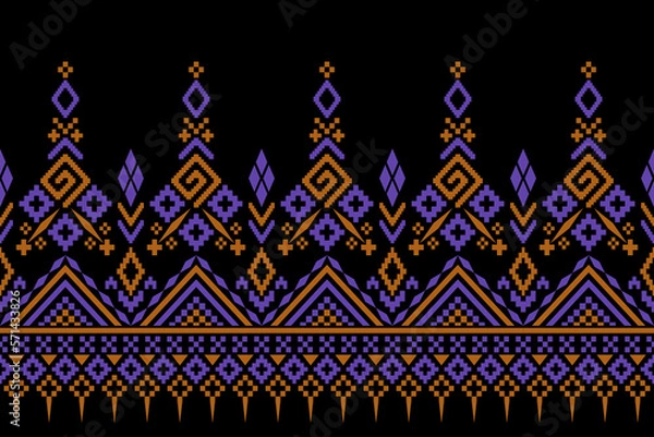 Fototapeta Cross stitch colorful geometric traditional ethnic pattern Ikat seamless pattern abstract design for fabric print cloth dress carpet curtains and sarong Aztec African Indian Indonesian 