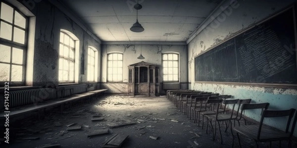 Fototapeta Empty class room. Generative AI