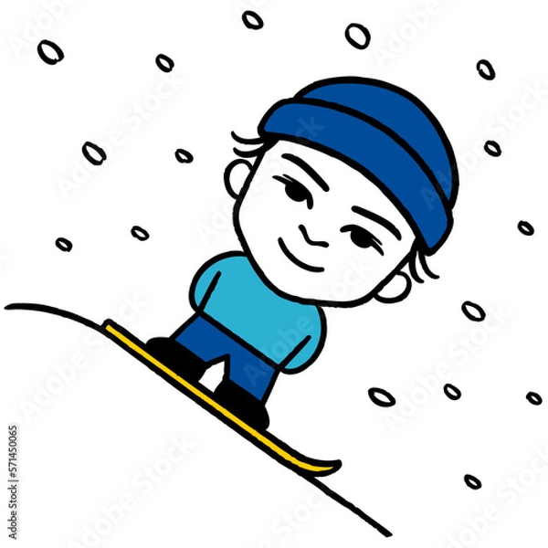Obraz Boy snowboarding illustration - Vector
