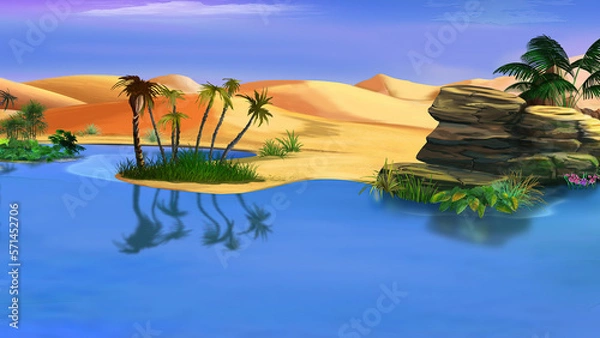 Fototapeta Oasis in the desert illustration
