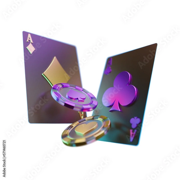 Fototapeta Dark Style Poker Card with Chip Element 
