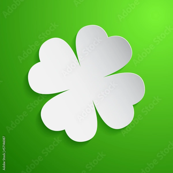 Obraz Paper clover icon on green background. Vector illustration