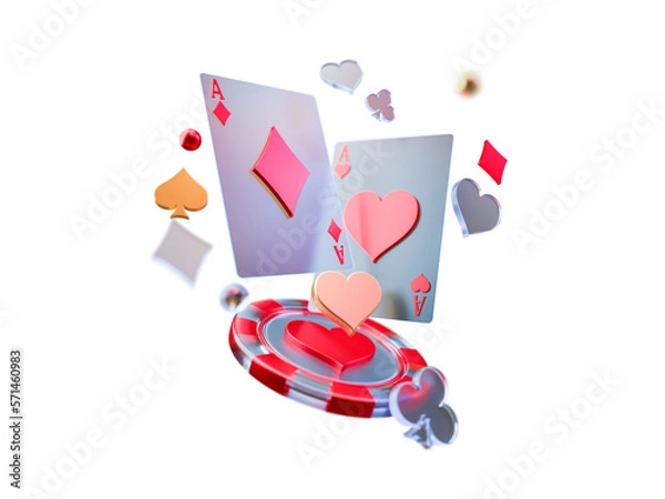 Fototapeta Realistic Poker Card with Chip Element