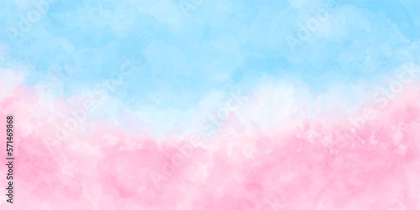 Obraz 青空と桜をイメージした春の背景 水彩イラストレーション素材