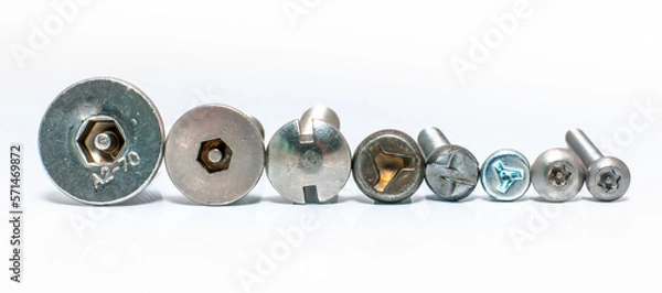 Fototapeta Security screws with different recess and white background