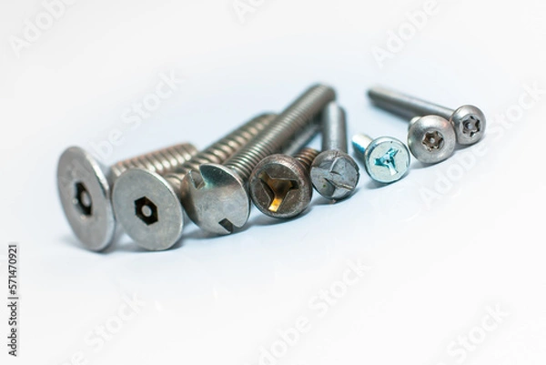 Fototapeta Security screws with different recess and white background
