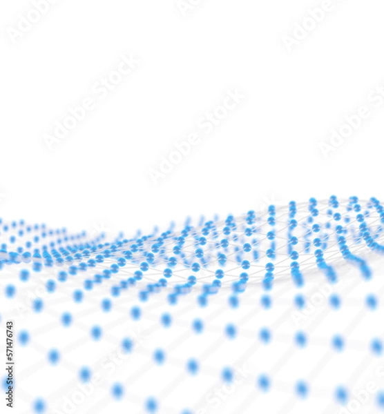 Obraz A raised grid of glowing dots representing Internet connections, cloud computing, and neural networks. 3d rendering.