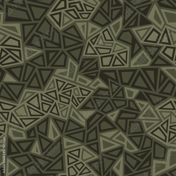 Fototapeta Geometric texture seamless pattern with triangles and polygpnal shapes. Abstract modern camo endless digital ornament for fabric and fashion textile print. Vector background.