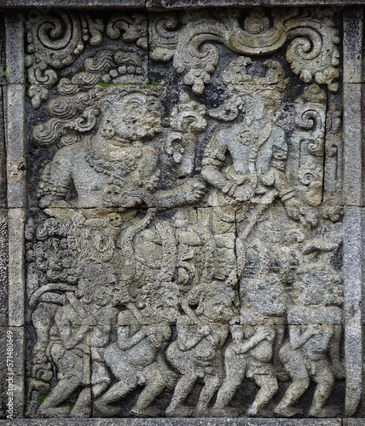 Fototapeta Carved stone of penataran temple (panataran temple), Blitar, East Java Indonesia