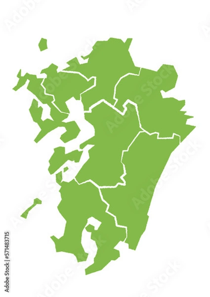 Fototapeta かわいい九州の地図　A4サイズ