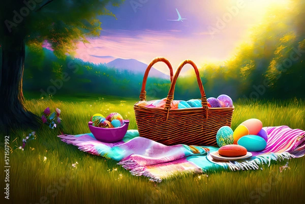 Obraz easter eggs in basket