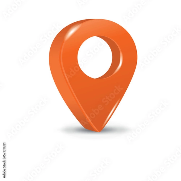 Obraz Orange 3d pointer of map isolated on a white background