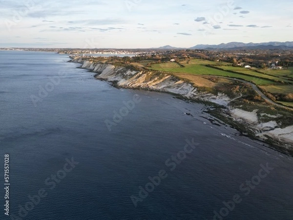 Fototapeta Corniche Basque a Hendaye vue de drone, Pays basque , Océan Atlantique , Sud-Ouest