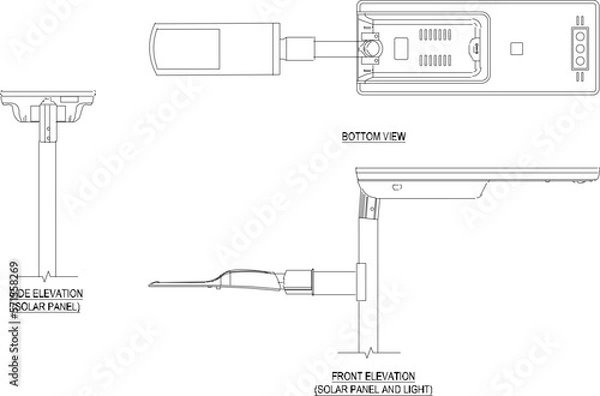 Fototapeta Vector sketch of solar energy lamp illustration