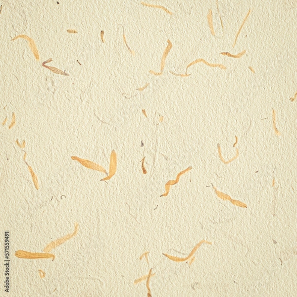 Fototapeta Handmade White Paper with Calendula Flowers, Textured Background, Natural, Watercolor, for Any Handicraft Purpose, Square