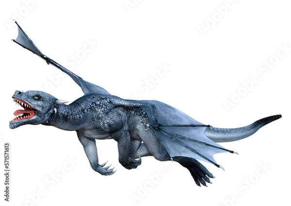 Fototapeta 3D Rendering Fairy Tale Dragon on White