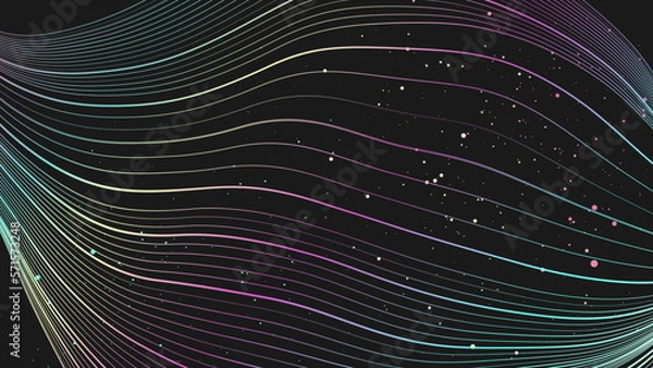 Fototapeta Black abstract background with holographic wavy pattern