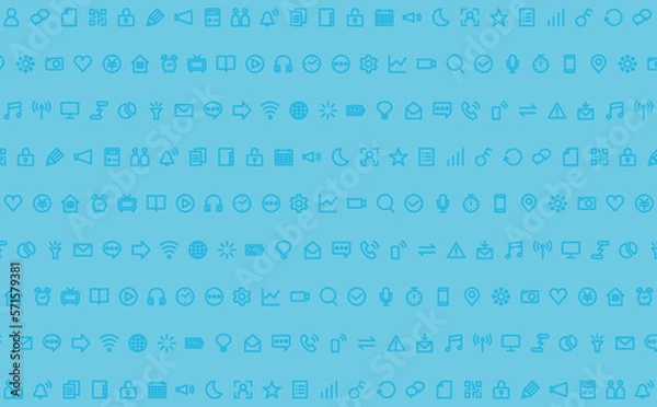 Fototapeta 通信機器関連のウェブアイコン柄の水色の背景