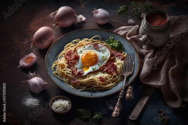 Obraz Delicious carbonara, generative ai
