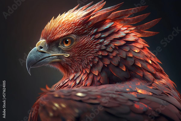 Obraz aggressive looking phoenix with red feathers made by generative ai