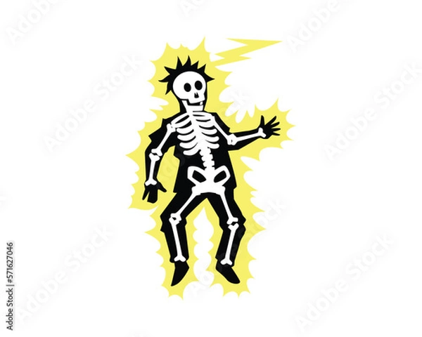 Fototapeta Man Got Struck by Lightning Illustration