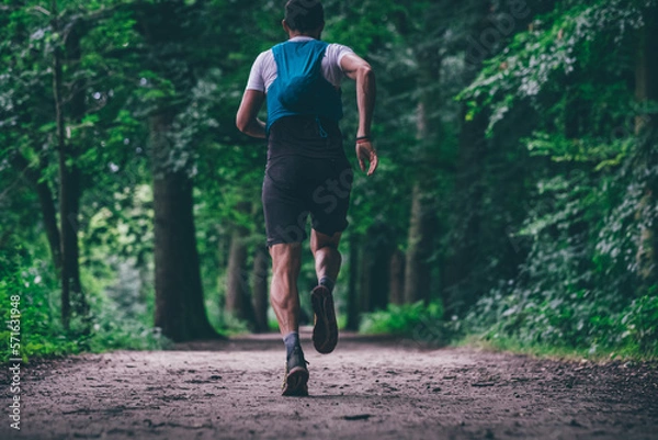 Fototapeta Man running on the trails