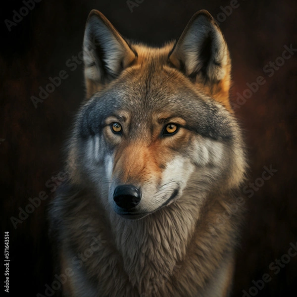 Fototapeta Generative ai portrait of wild wolf