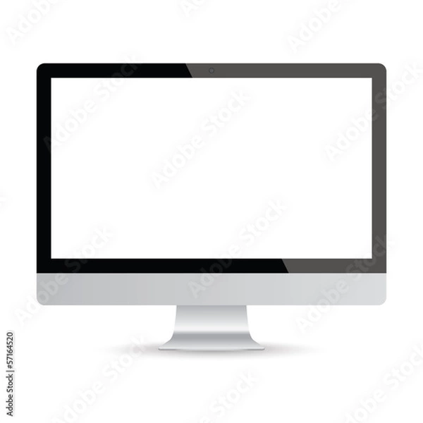 Fototapeta Computer screen, 3D LCD monitor on isolated white background