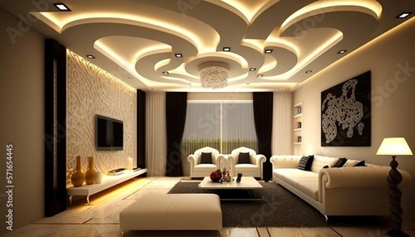 Fototapeta a unique, special false ceiling gives the home a luxurious effect and a beautiful appearance