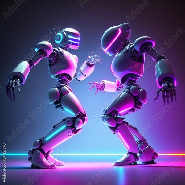 Fototapeta dancing robots, Generative AI