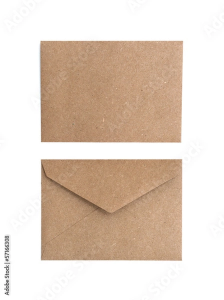 Fototapeta two brown envelope on a white background