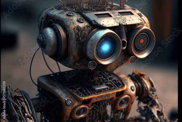 Fototapeta picture of a cute little robot that brings a smile to our face