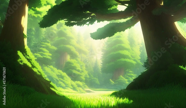 Obraz Artwork of a pine forest, generative ai