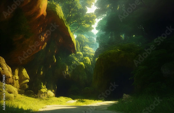 Obraz Artwork of a cave entrance, Generative AI