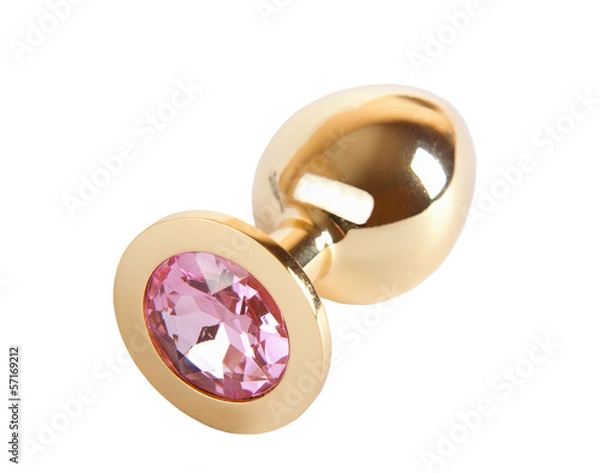 Fototapeta Metal butt plug with crystal