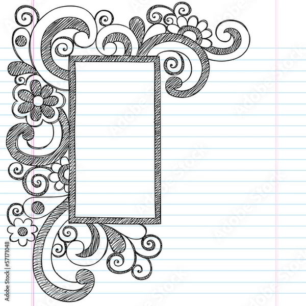 Obraz Rectangle Doodle Frame Border Sketchy Back to School Doodles