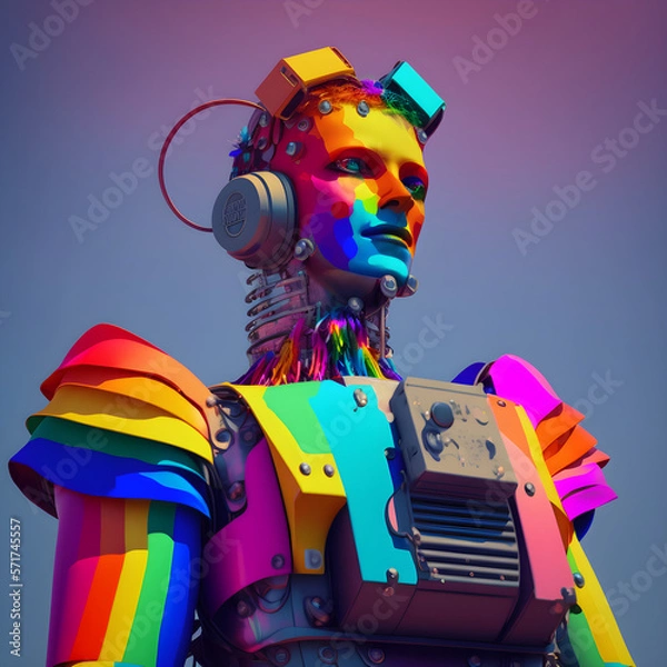 Obraz LGBT robot at pride parade, with generative AI