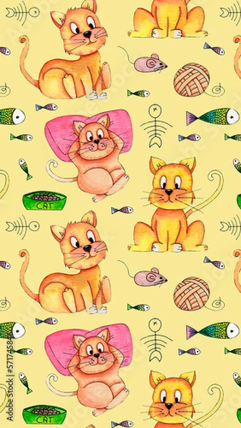 Fototapeta phone theme screen with cats
